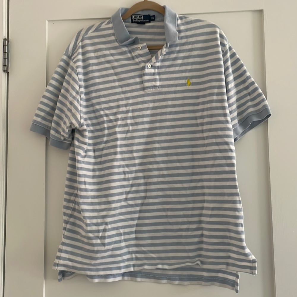 Polo By Ralph Lauren Light Blue and White Short-Sleeve Polo